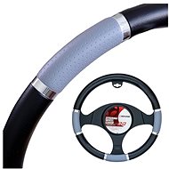 4CARS Steering wheel cover 37-39 cm chrome black-grey - Steering Wheel Cover