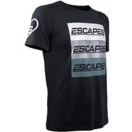 Escape6 Black unisex T-shirt with grey logos on the chest and back, sizing. S - T-Shirt