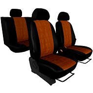 SIXTOL Carpets EMBOSSY leather, striped plastic pattern, brown - Car Seat Covers