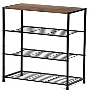 Shoe cabinet, 3 shelves, MDF, decor old wood sonoma, black metal - Shoe Rack