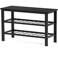 Shoe rack 2 shelves, without cover, metal, MDF - black matt lacquer - Shoe Rack