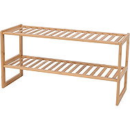 Shoe rack B010, 2 shelves, solid bamboo, natural shade - Shoe Rack