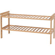 Shoe rack B011, 2 shelves, solid bamboo, natural shade - Shoe Rack