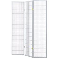 3-part wooden screen, solid spruce, white non-woven fabric, white matt lacquer - Room Divider
