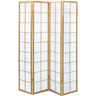 4-part wooden screen, solid spruce, white non-woven fabric, natural shade - Room Divider