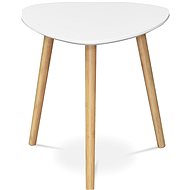 Folding table 40 × 40 × 40 cm, MDF white top, bamboo legs natural shade - Side Table