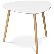 Folding table 55 × 55 × 45 cm, MDF white top, bamboo legs natural shade - Side Table