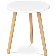 Folding table 40 × 40 × 45 cm, MDF white top, bamboo legs natural shade - Side Table