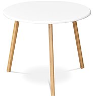 Folding table 60 × 60 × 50 cm, MDF white top, bamboo legs natural shade - Side Table