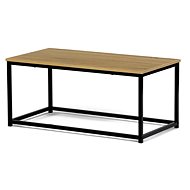 Coffee table, 90 × 48 × 41 cm, MDF, wild oak decor, black metal - Side Table