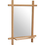 Wall mirror, 55 × 74 cm, shelf, solid bamboo, natural shade - Mirror