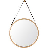 Round wall mirror, 45 × 45 cm, solid bamboo, natural shade - Mirror