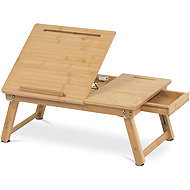 Folding laptop table, storage space, solid bamboo, natural shade - Laptop Table