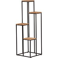 Flower stand, 4 tiers, metal and wooden plate - Flower Stand