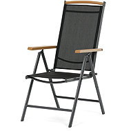 Set of 4 garden chairs with reclining function Wilo, grey aluminium, polywood in natural colour - Garden Chair