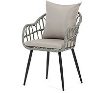 Set of 2 garden chairs Miro, metal, grey artificial rattan, grey fabric - Garden Chair