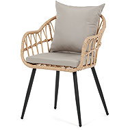 Set of 2 garden chairs Miro, metal, artificial rattan, grey fabric - Garden Chair