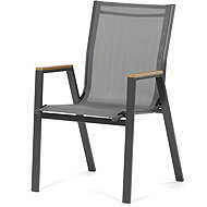 Garden chair Nordio, grey textile, grey metal structure, polywood armrests - Garden Chair