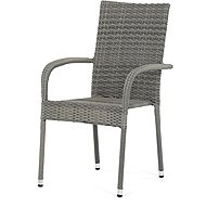 Garden chair Grey, grey artificial rattan, metal, stackable - Garden Chair