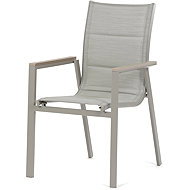 Garden chair beige textile Sartis, aluminium, beige, polywood armrests - Garden Chair