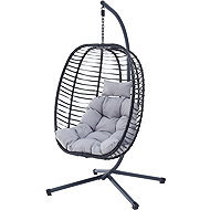 Garden armchair Nido, artificial rattan anthracite, grey fabric upholstery - Hanging Chair