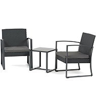 Garden set Hexon, grey fabric, grey metal, black tempered glass - Garden Furniture