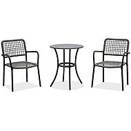 Balcony set 1+2 Caffo, table 60 × 60, chairs artificial rattan, anthracite colour, anthracite metal - Garden Furniture