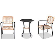 Garden set 1+2 Caffo, table 60 × 60, chairs rattan, natural colour, anthracite metal - Garden Furniture