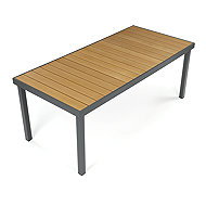 Garden table 190 × 90 Waro, grey aluminium, polywood in natural colour - Garden Table