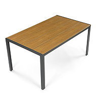 Garden table 150 × 90 × 73 Sereno, oak polywood top, grey metal structure - Garden Table