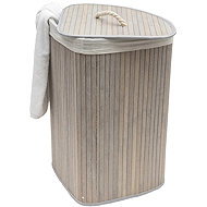 Bamboo laundry basket, corner with lid, gray - Laundry Basket