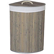 Bamboo laundry basket, corner with lid, dark gray - Laundry Basket