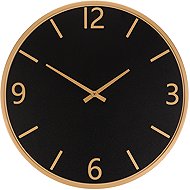 Wall clock 60 cm, melamine and metal frame, black-gold - Wall Clock