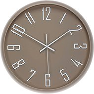 Wall clock 41 cm, plastic, white numbers, brown - Wall Clock