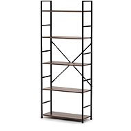 Shelf, 5 shelves, decor old wood, MDF, black lacquer - Shelving Unit