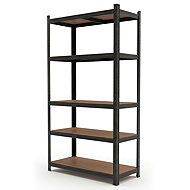 Storix shelf 180 × 90 × 40 cm, 5 shelves, black lacquered steel - Shelving Unit