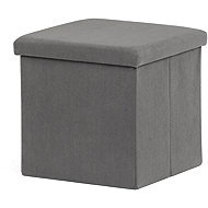 Stool with storage, grey corduroy 38 × 38 × 38 cm - Ottoman