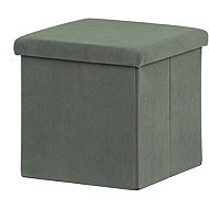 Stool with storage, green corduroy 38 × 38 × 38 cm - Ottoman