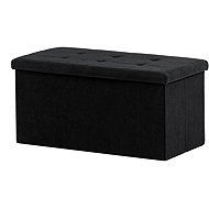 Stool with storage, black corduroy 37 × 77 × 38 cm - Ottoman