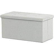 Stool with storage, cream corduroy 37 × 77 × 38 cm - Ottoman