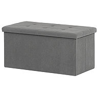 Stool with storage, grey corduroy 37 × 77 × 38 cm - Ottoman