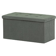 Stool with storage, green corduroy 37 × 77 × 38 cm - Ottoman