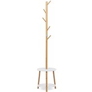 Wooden rack, solid bamboo, white + natural shade N1004 - Coat Hanger