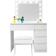 Aga MRDT10-MW with mirror and lighting, matt white + stool - Dressing Table
