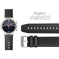 Aligator Watch 22mm Leather Strap, Black - Watch Strap