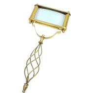 Alum Large rectangular brass magnifying glass with wire handle - Magnifying Glass