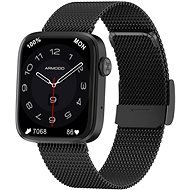 ARMODD Squarz 11 Pro schwarz mit schwarzem Lederarmband + Silikonarmband - Smartwatch