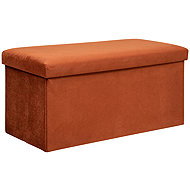 Atmosphera Long bench with storage LILOU, velvet, foldable, 76 × 38 cm, orange - Bench