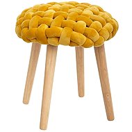 Atmosphera Cosy chair with plaid seat, diameter 43 cm, yellow - Stool