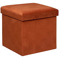 Atmosphera Stool with storage LILOU, velvet, foldable, 38 × 38 × 38 cm, orange - Ottoman